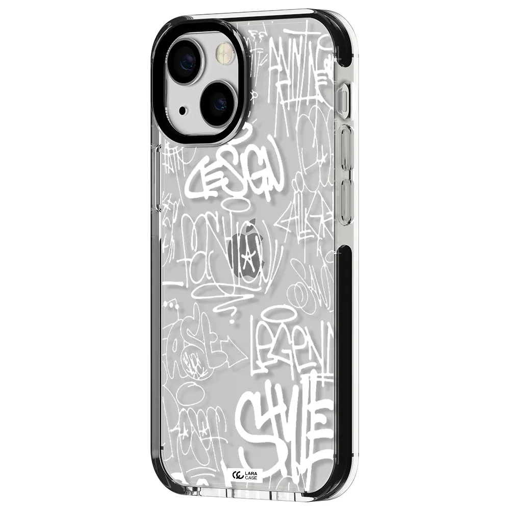 a white background with black and white clouds Apple iPhone 13 mini impact black border Case