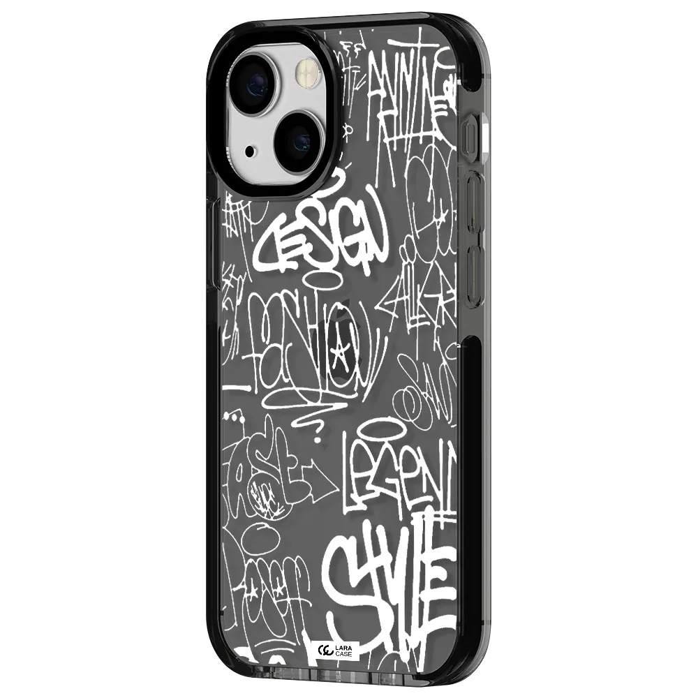 a white background with black and white clouds Apple iPhone 13 mini impact Smoke Black Case