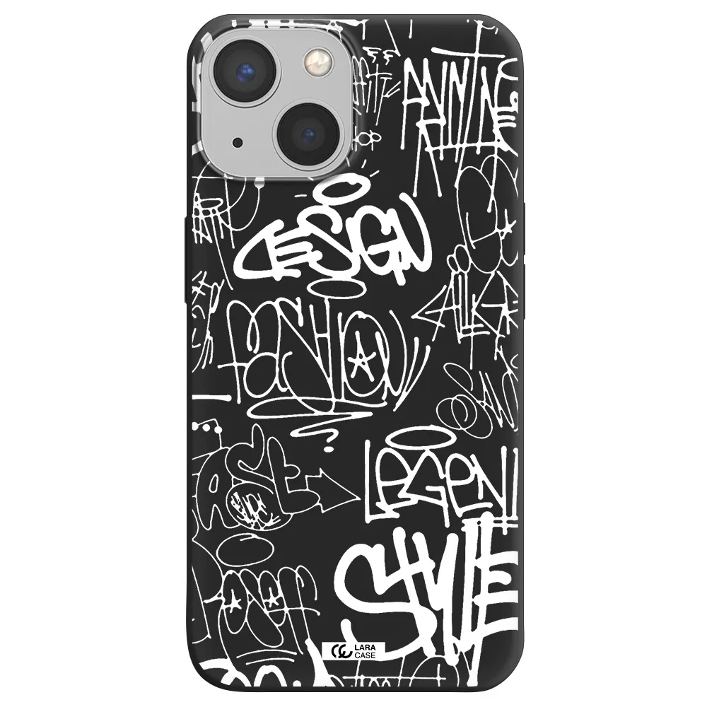 a white background with black and white clouds Apple iPhone 13 mini Silicone black Case