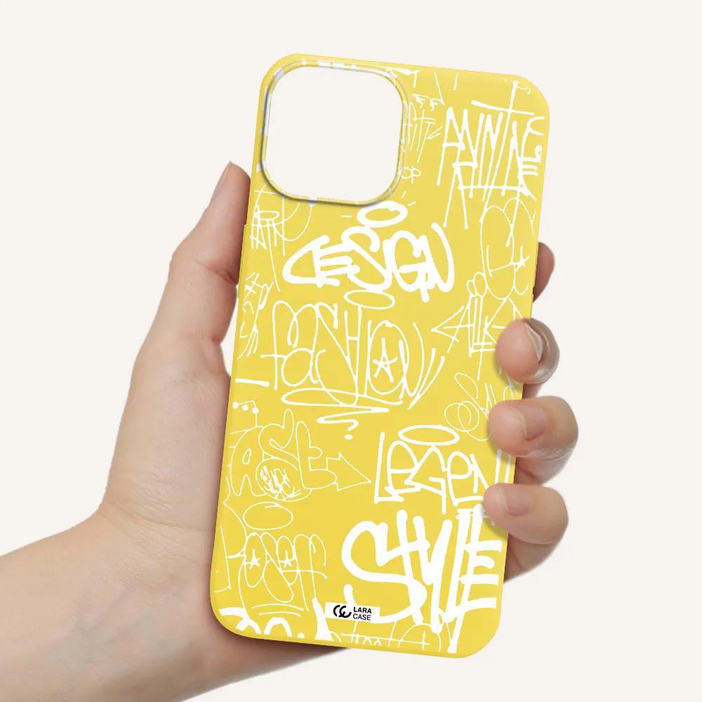 a white background with black and white clouds Apple iPhone 13 mini Silicone canary yellow Case