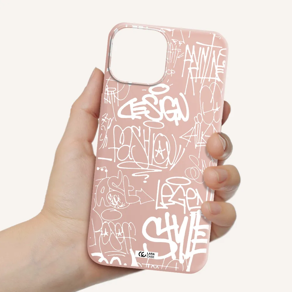 a white background with black and white clouds Apple iPhone 13 mini Silicone pastel pink Case