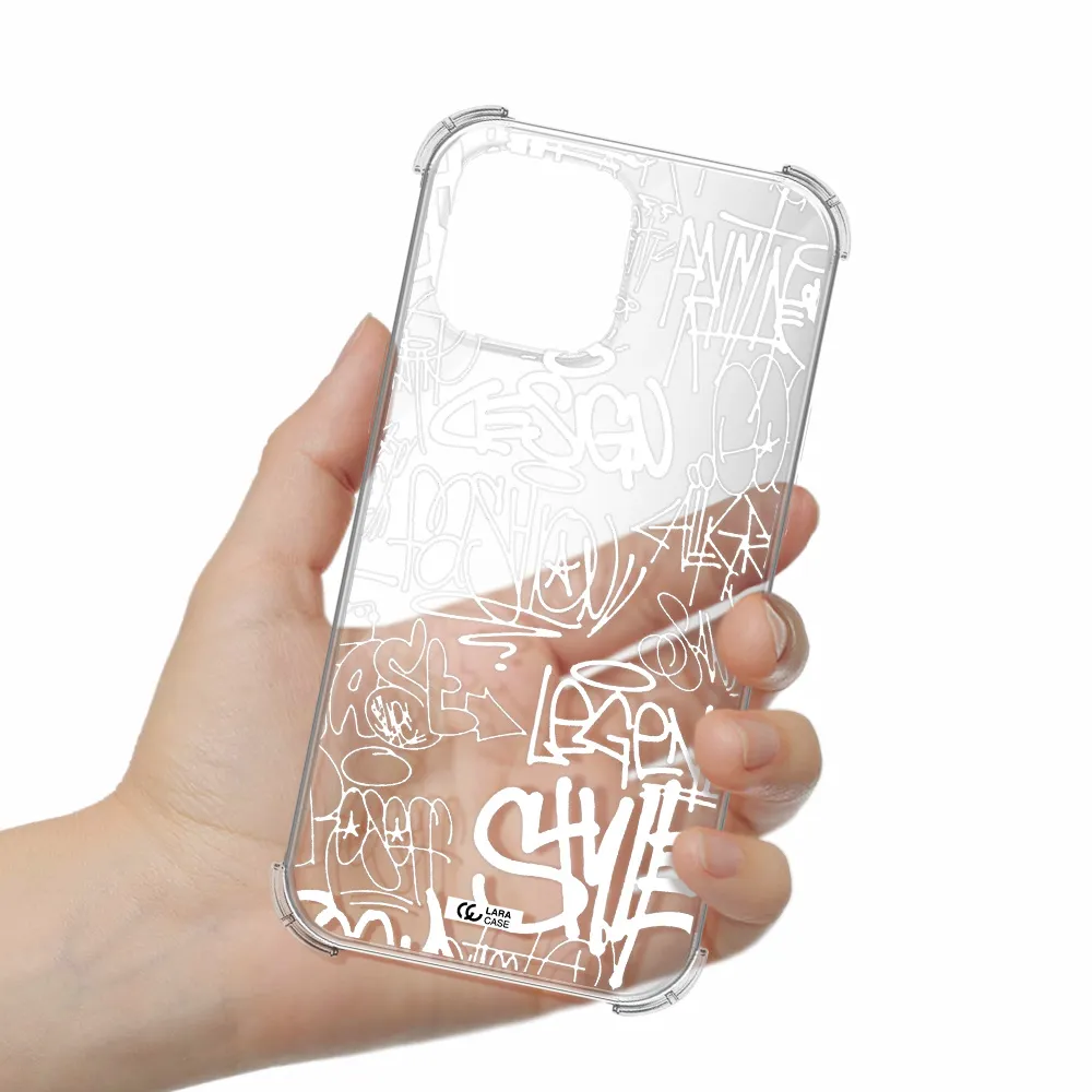 a white background with black and white clouds Apple iPhone 13 Pro Clear PC Case