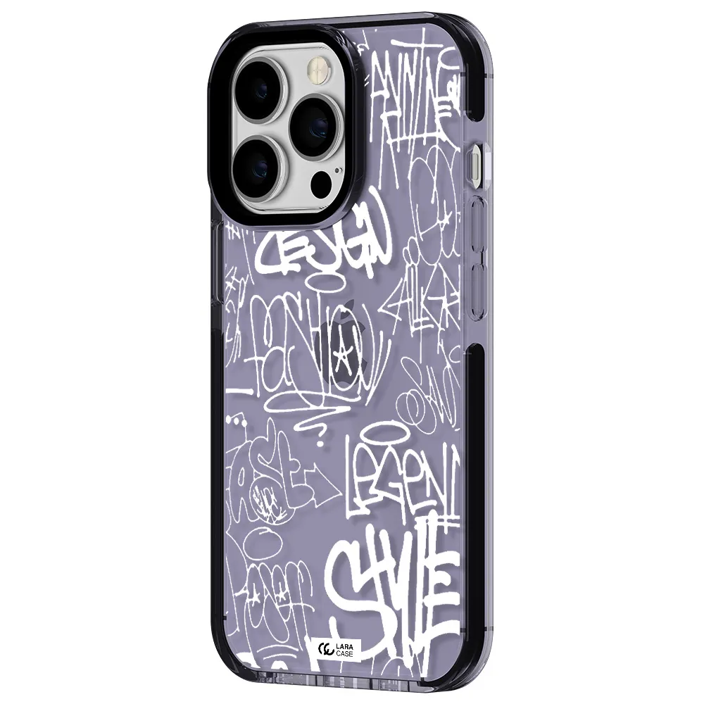 a white background with black and white clouds Apple iPhone 13 Pro impact Lilac Case