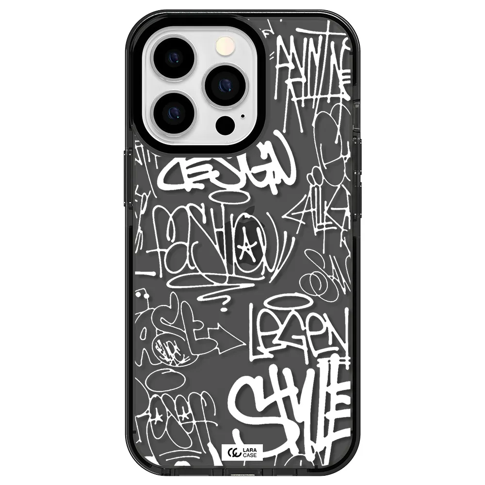 a white background with black and white clouds Apple iPhone 13 Pro impact Smoke Black Case