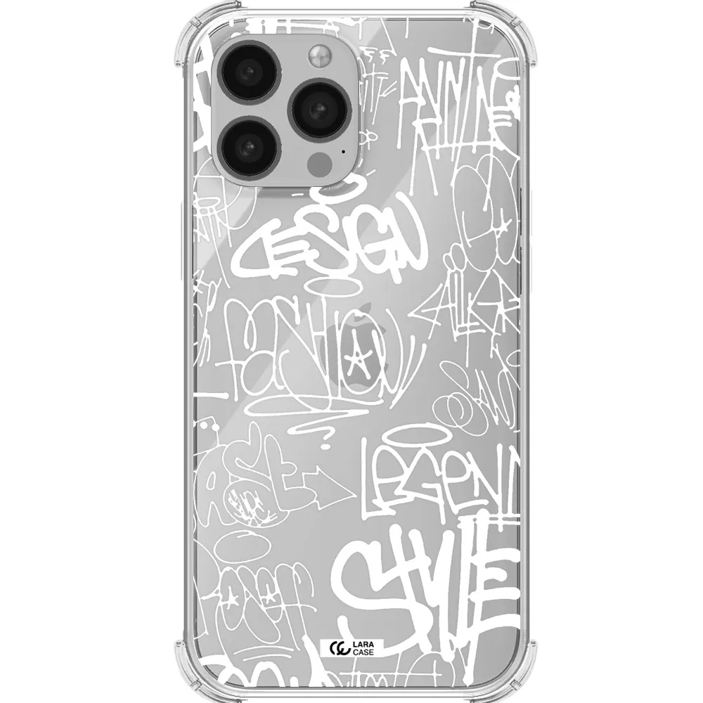 a white background with black and white clouds Apple iPhone 13 Pro Max Clear PC Case