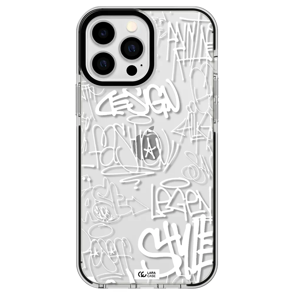 a white background with black and white clouds Apple iPhone 13 Pro Max impact black border Case