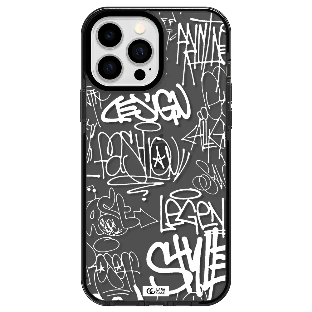 a white background with black and white clouds Apple iPhone 13 Pro Max impact Smoke Black Case