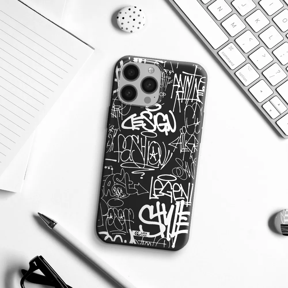 a white background with black and white clouds Apple iPhone 13 Pro Max Silicone black Case