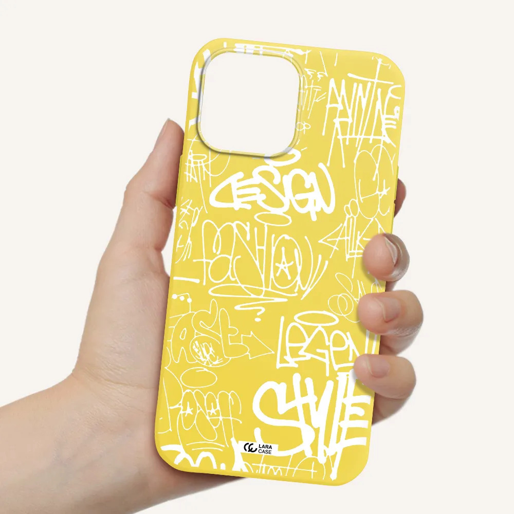 a white background with black and white clouds Apple iPhone 13 Pro Max Silicone canary yellow Case