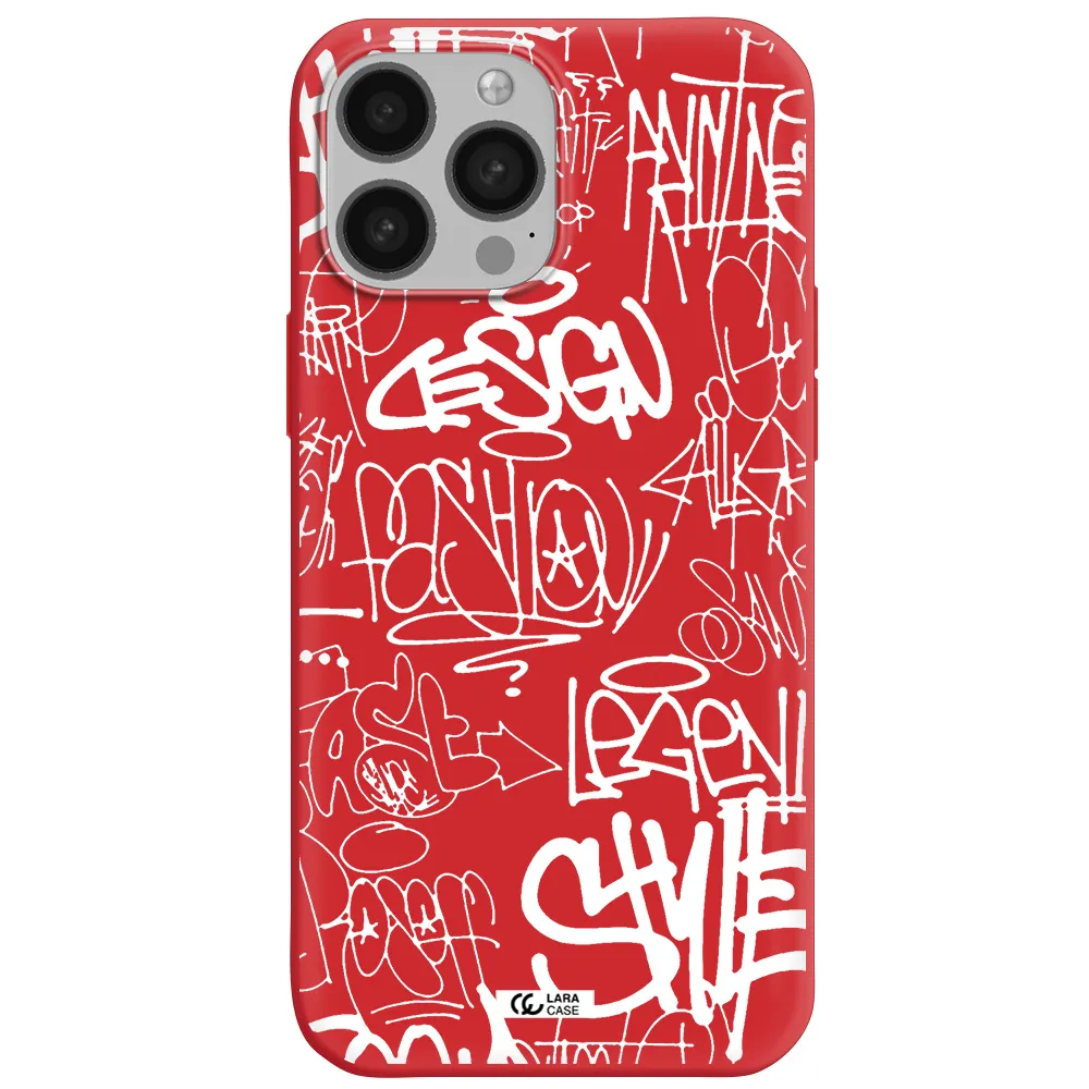 a white background with black and white clouds Apple iPhone 13 Pro Max Silicone Imperial Red Case