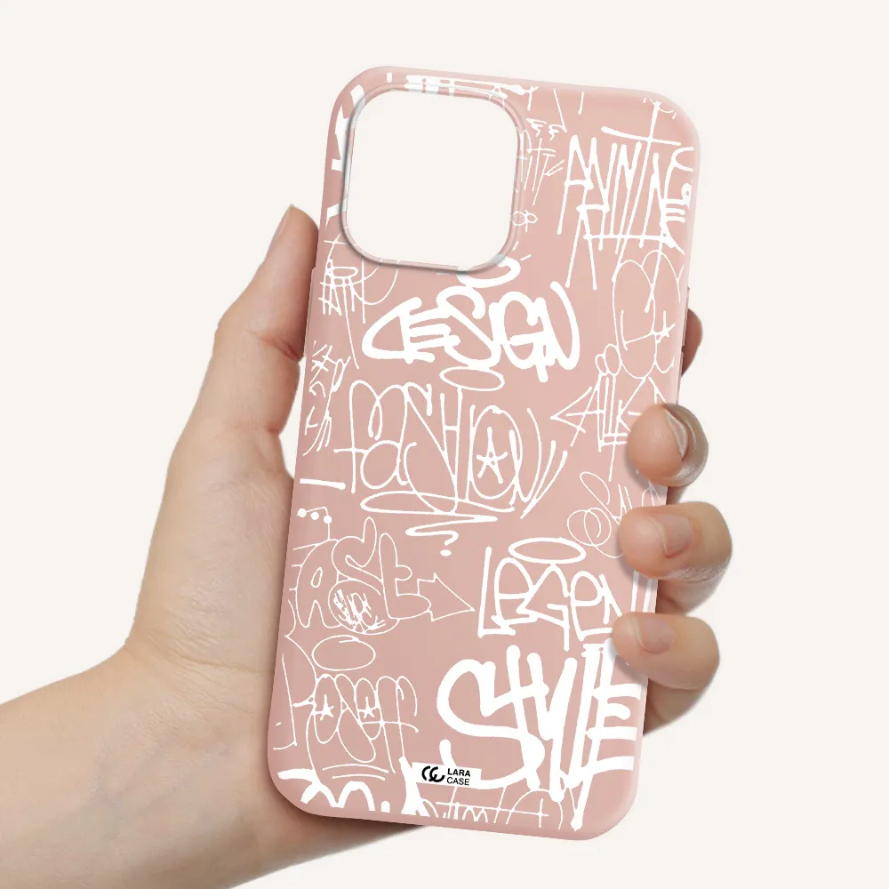 a white background with black and white clouds Apple iPhone 13 Pro Max Silicone pastel pink Case