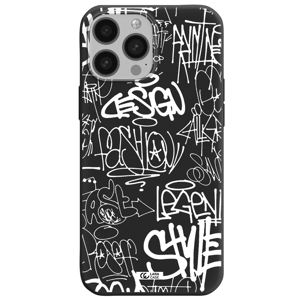 a white background with black and white clouds Apple iPhone 13 Pro Silicone black Case