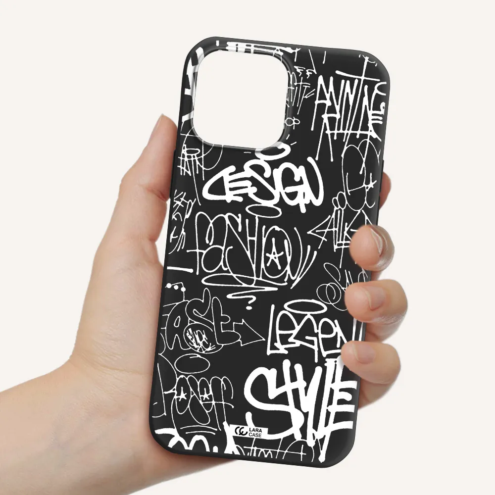 a white background with black and white clouds Apple iPhone 13 Pro Silicone black Case