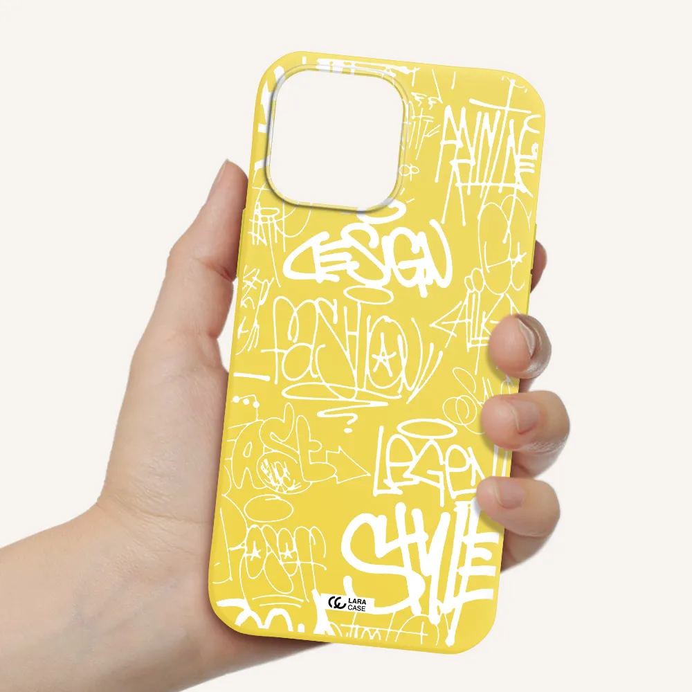 a white background with black and white clouds Apple iPhone 13 Pro Silicone canary yellow Case