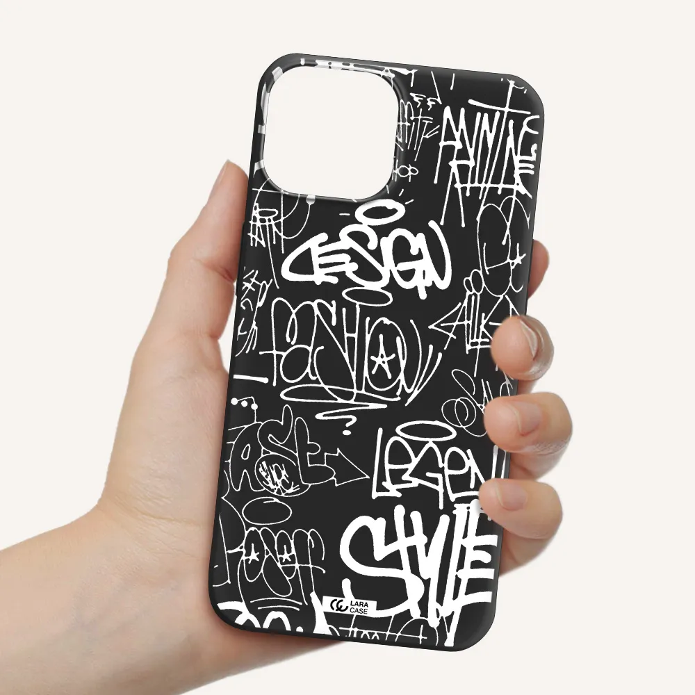 a white background with black and white clouds Apple iPhone 13 Silicone black Case