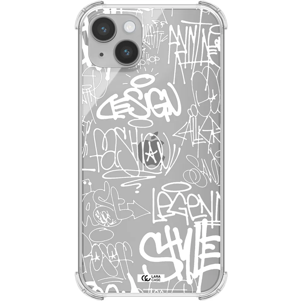 a white background with black and white clouds Apple iPhone 14 Clear PC Case