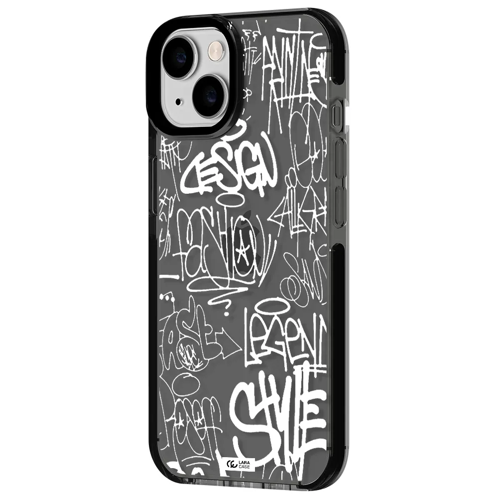 a white background with black and white clouds Apple iPhone 14 impact Smoke Black Case