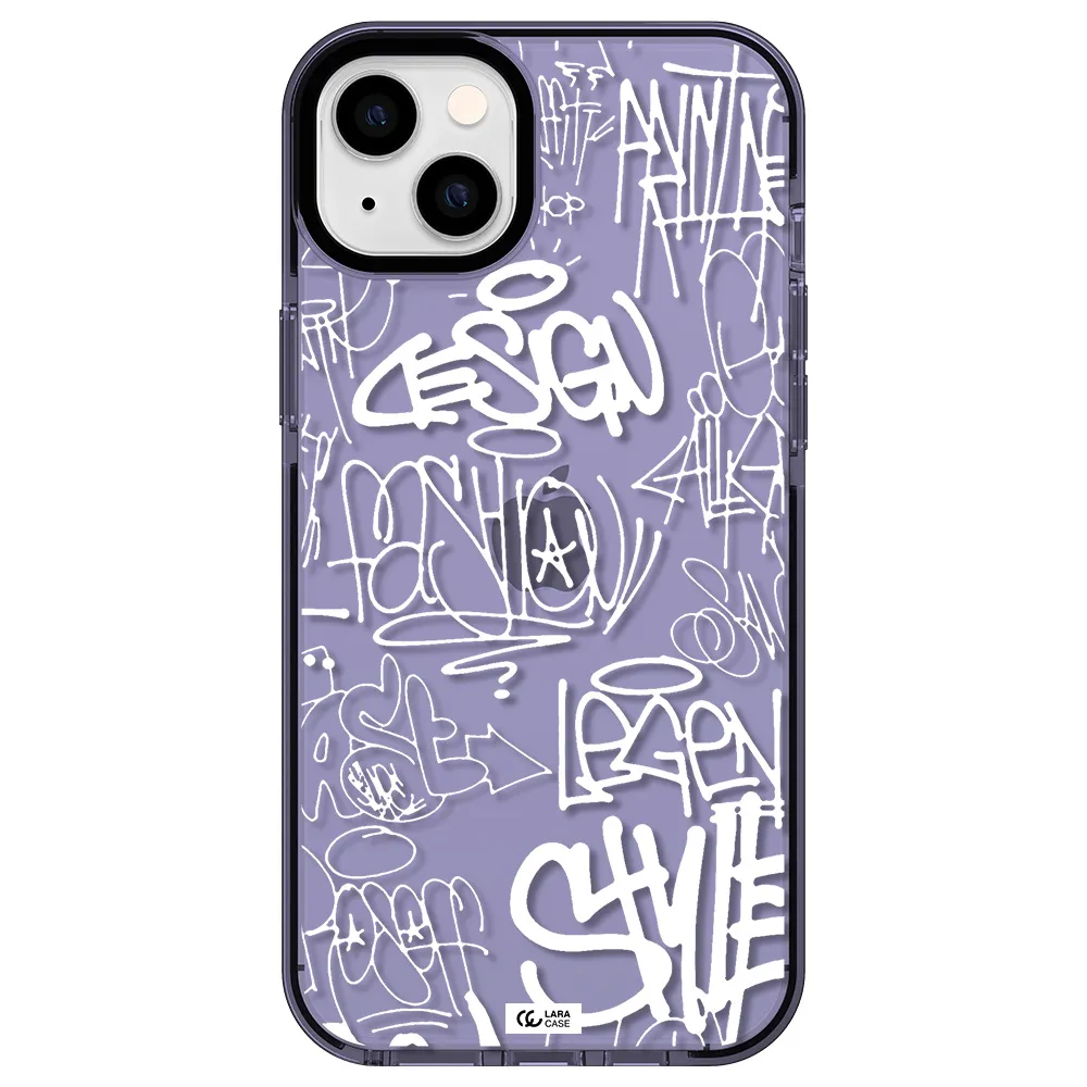 a white background with black and white clouds Apple iPhone 14 plus impact Lilac Case