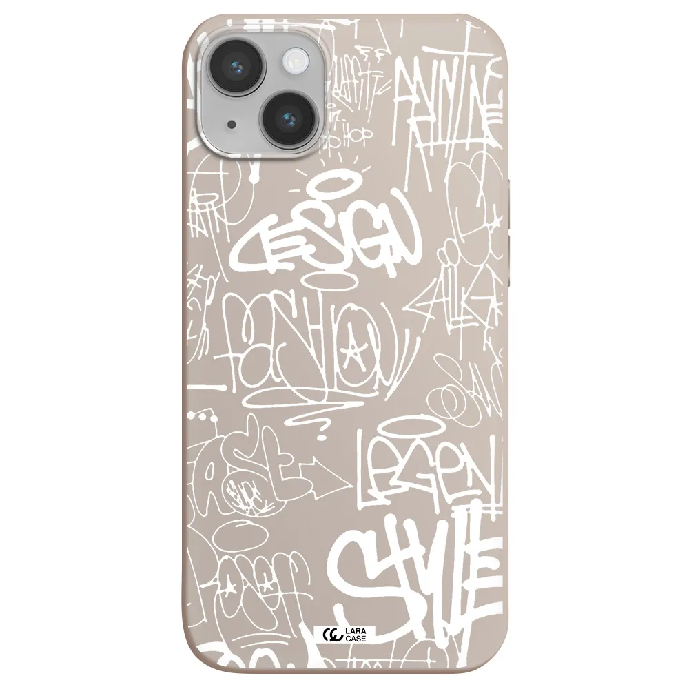 a white background with black and white clouds Apple iPhone 14 plus Silicone Stone Case