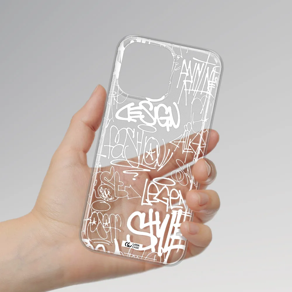 a white background with black and white clouds Apple iPhone 14 pro Clear TPU Case