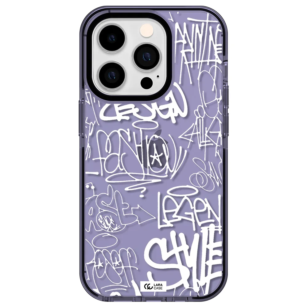 a white background with black and white clouds Apple iPhone 14 pro impact Lilac Case