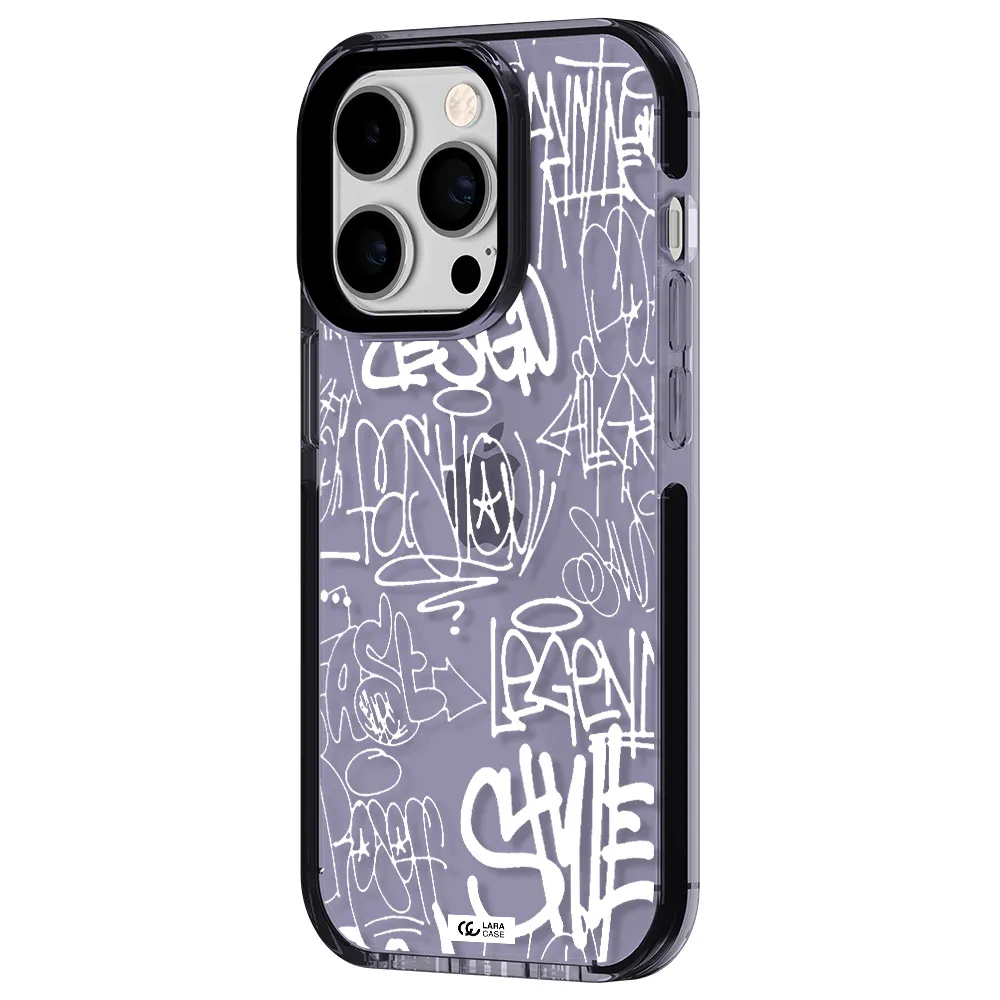 a white background with black and white clouds Apple iPhone 14 pro impact Lilac Case