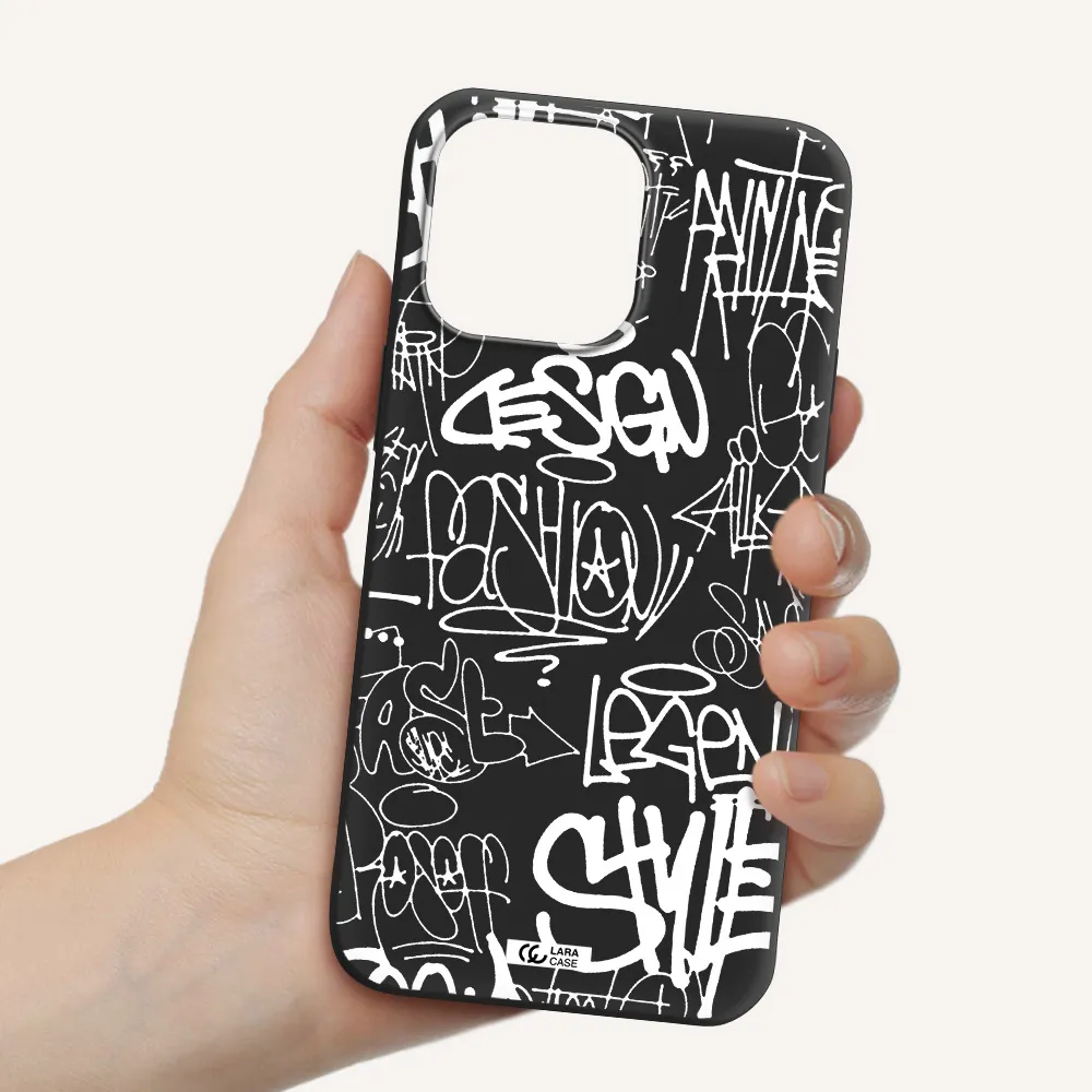 a white background with black and white clouds Apple iPhone 14 pro max Silicone black Case