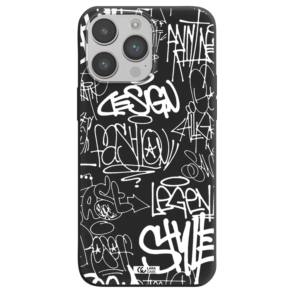 a white background with black and white clouds Apple iPhone 14 pro Silicone black Case