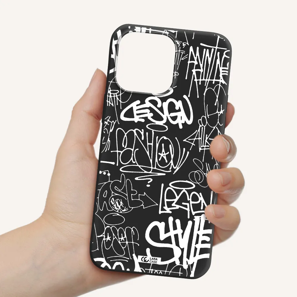 a white background with black and white clouds Apple iPhone 14 pro Silicone black Case