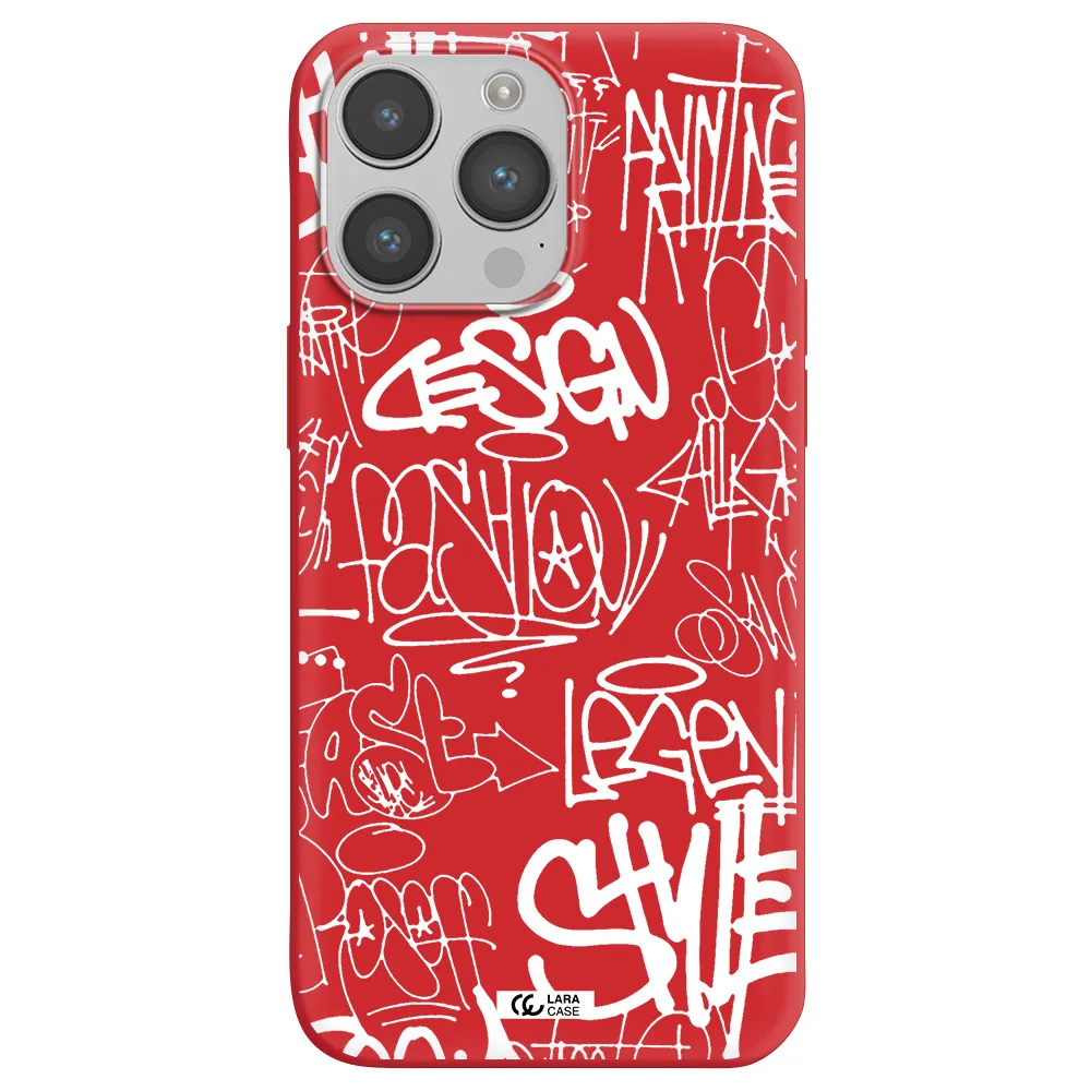 a white background with black and white clouds Apple iPhone 14 pro Silicone Imperial Red Case