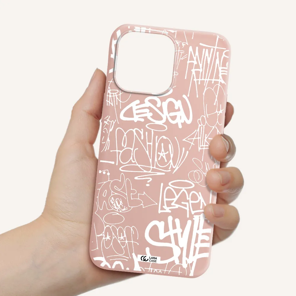 a white background with black and white clouds Apple iPhone 14 pro Silicone pastel pink Case