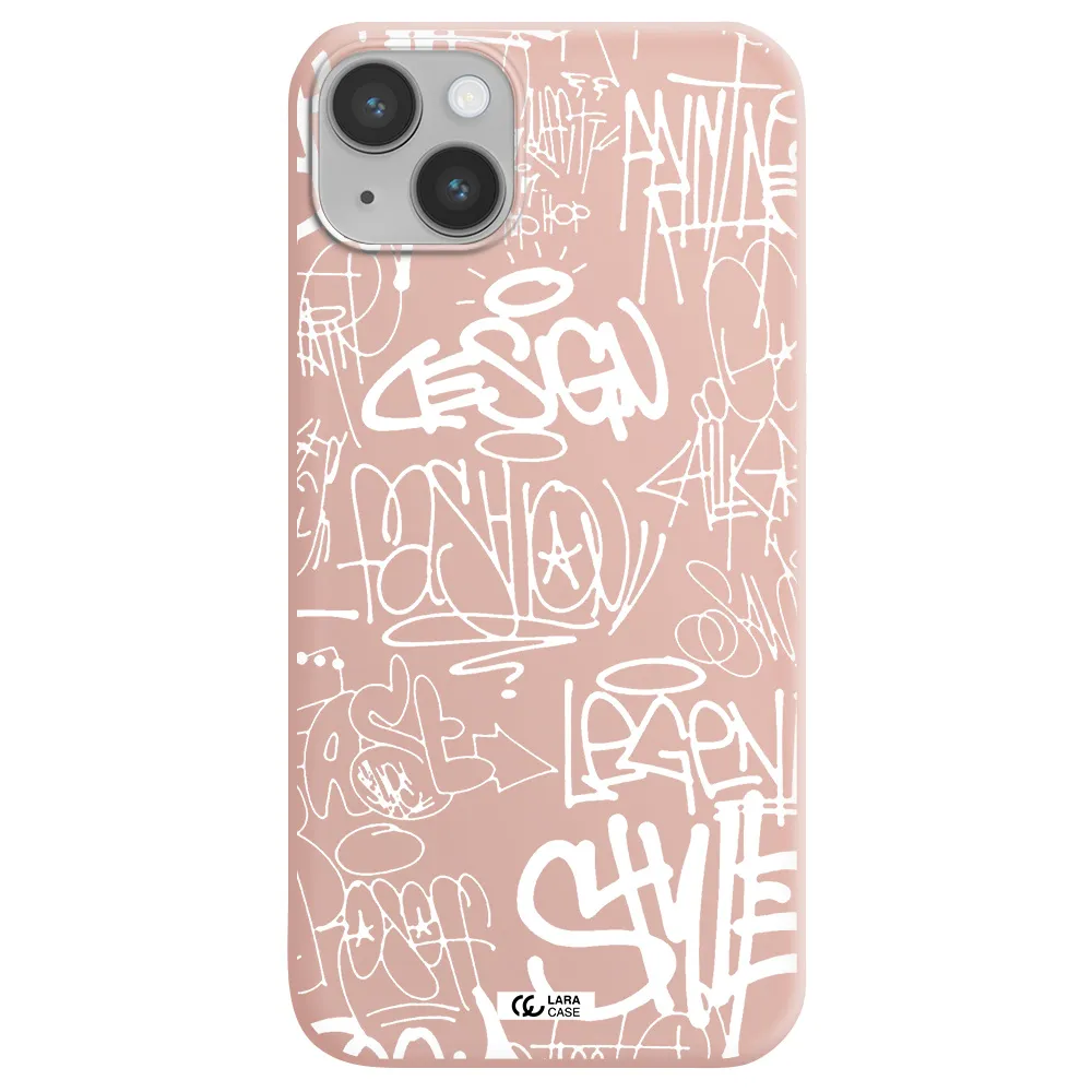 a white background with black and white clouds Apple iPhone 14 Silicone pastel pink Case