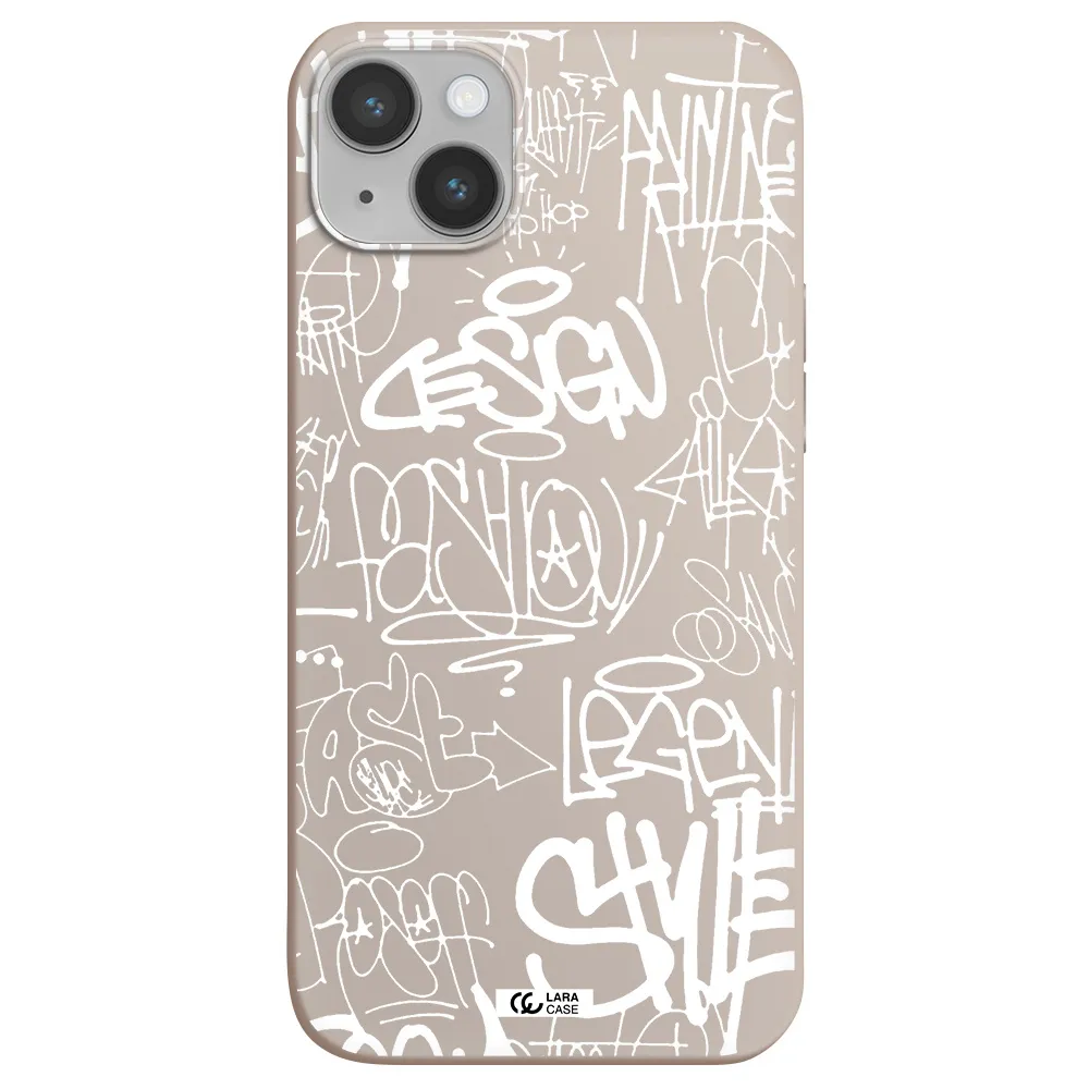 a white background with black and white clouds Apple iPhone 14 Silicone Stone Case