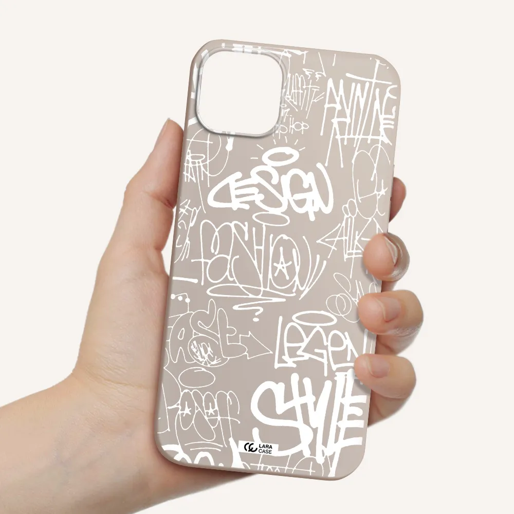 a white background with black and white clouds Apple iPhone 14 Silicone Stone Case