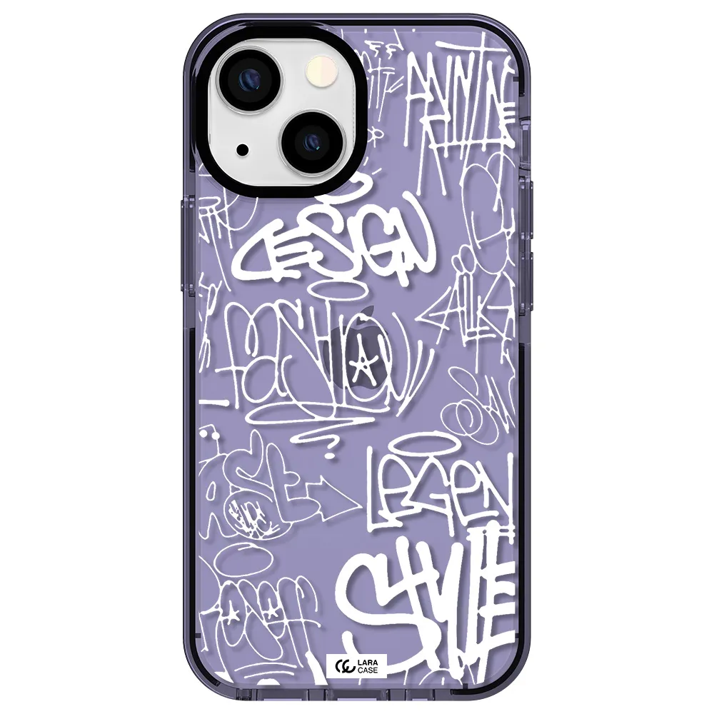 a white background with black and white clouds Apple iPhone 15 impact Lilac Case