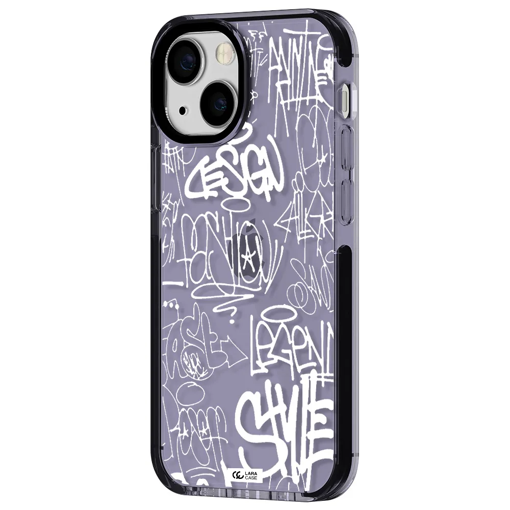 a white background with black and white clouds Apple iPhone 15 impact Lilac Case