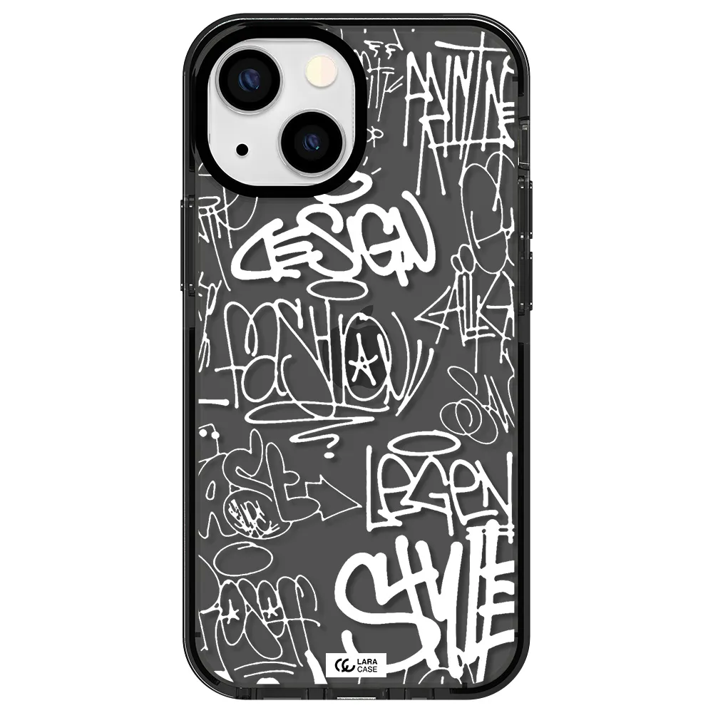 a white background with black and white clouds Apple iPhone 15 impact Smoke Black Case