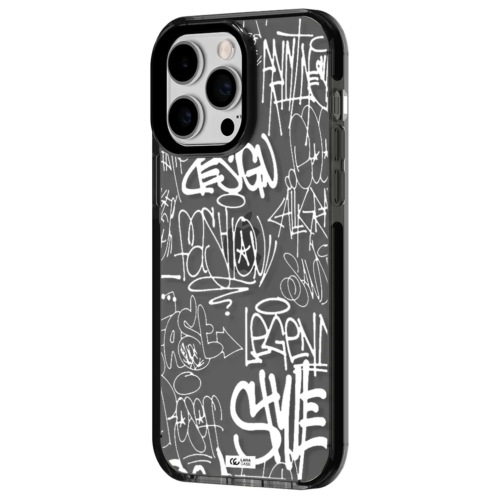 a white background with black and white clouds Apple iPhone 15 Pro impact Smoke Black Case