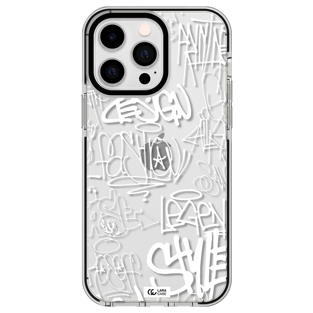 a white background with black and white clouds Apple iPhone 15 Pro Max impact black border Case