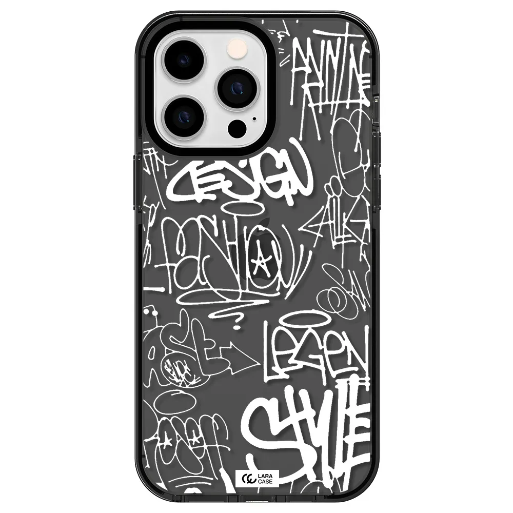 a white background with black and white clouds Apple iPhone 15 Pro Max impact Smoke Black Case