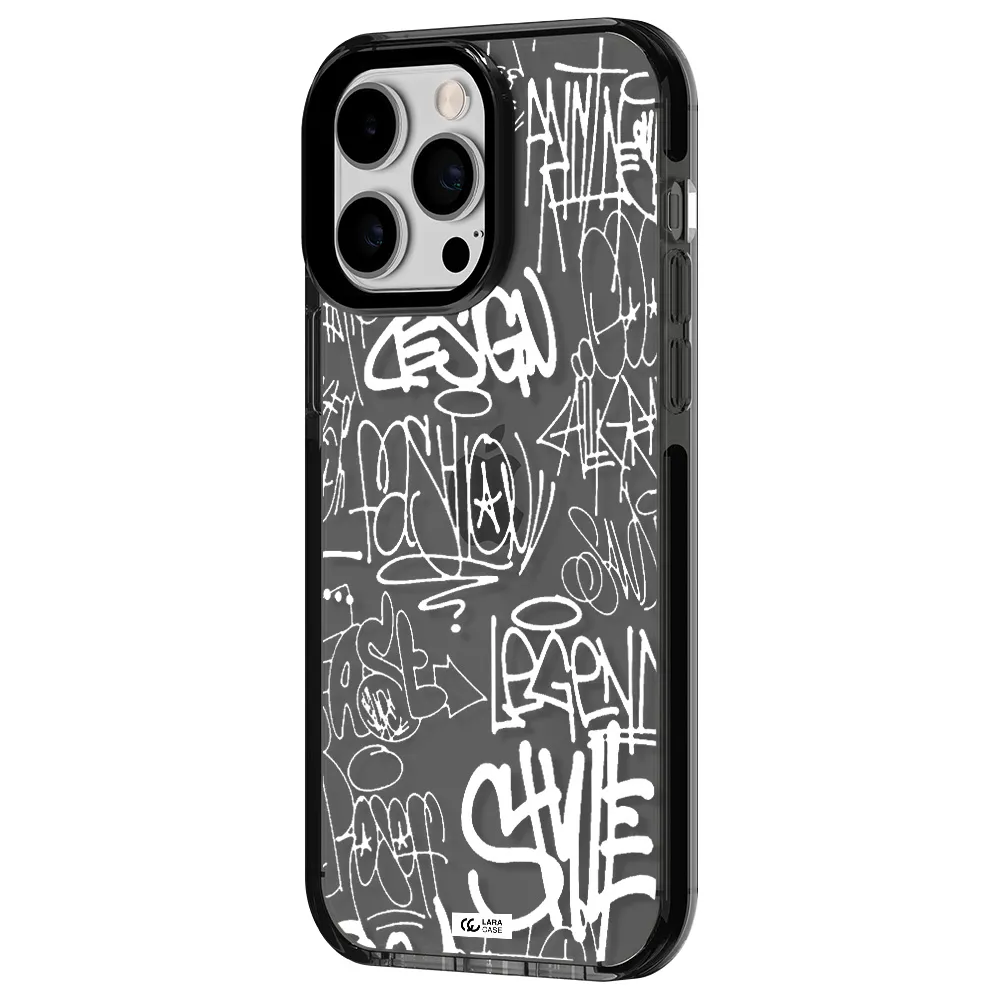 a white background with black and white clouds Apple iPhone 15 Pro Max impact Smoke Black Case