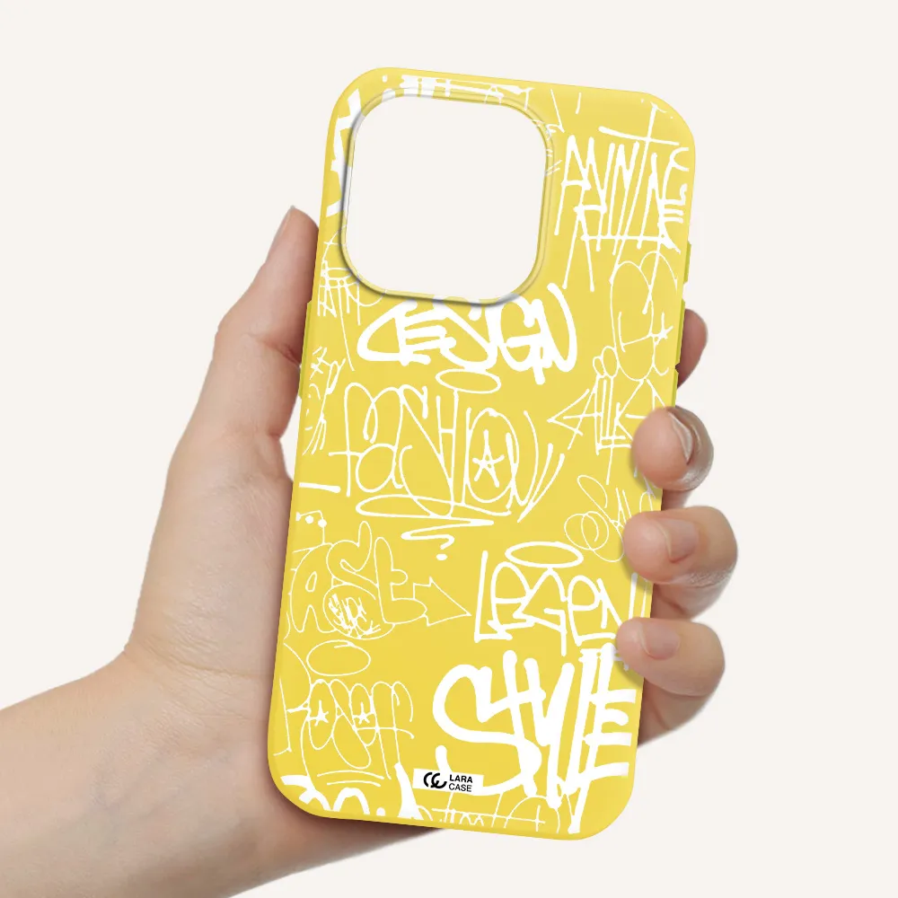 A White Background With Black And White Clouds Apple Iphone 15 Pro Silicone Canary Yellow Case