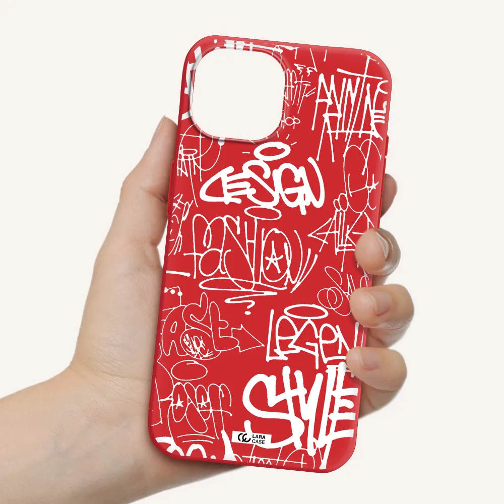 A White Background With Black And White Clouds Apple Iphone 15 Silicone Imperial Red Case