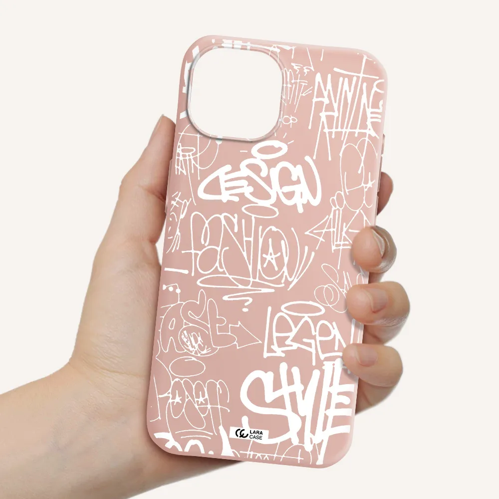 A White Background With Black And White Clouds Apple Iphone 15 Silicone Pastel Pink Case