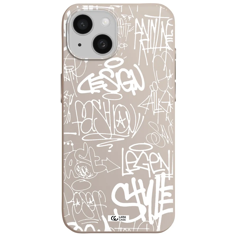 a white background with black and white clouds Apple iPhone 15 Silicone Stone Case