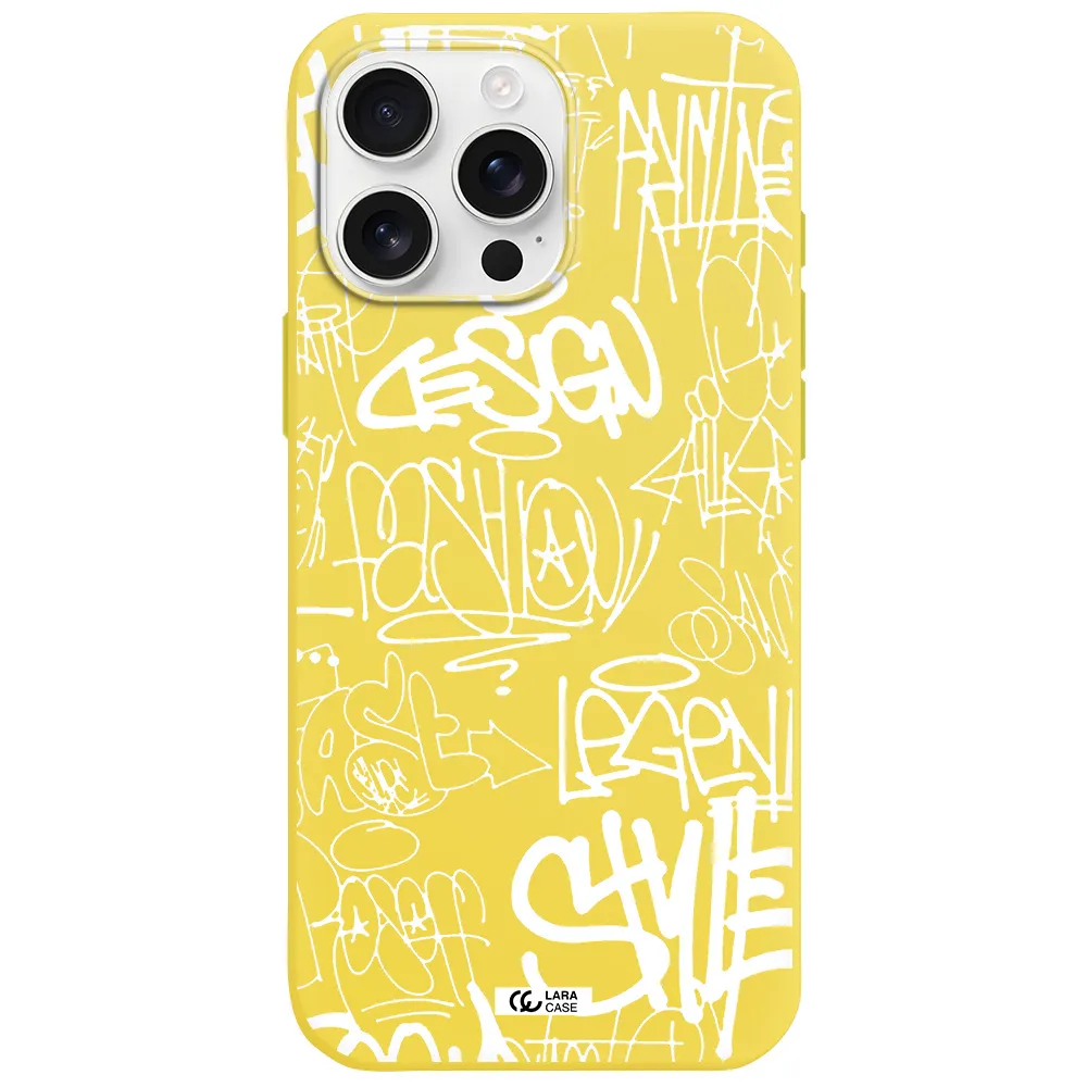 A White Background With Black And White Clouds Apple Iphone 16 Pro Max Silicone Canary Yellow Case