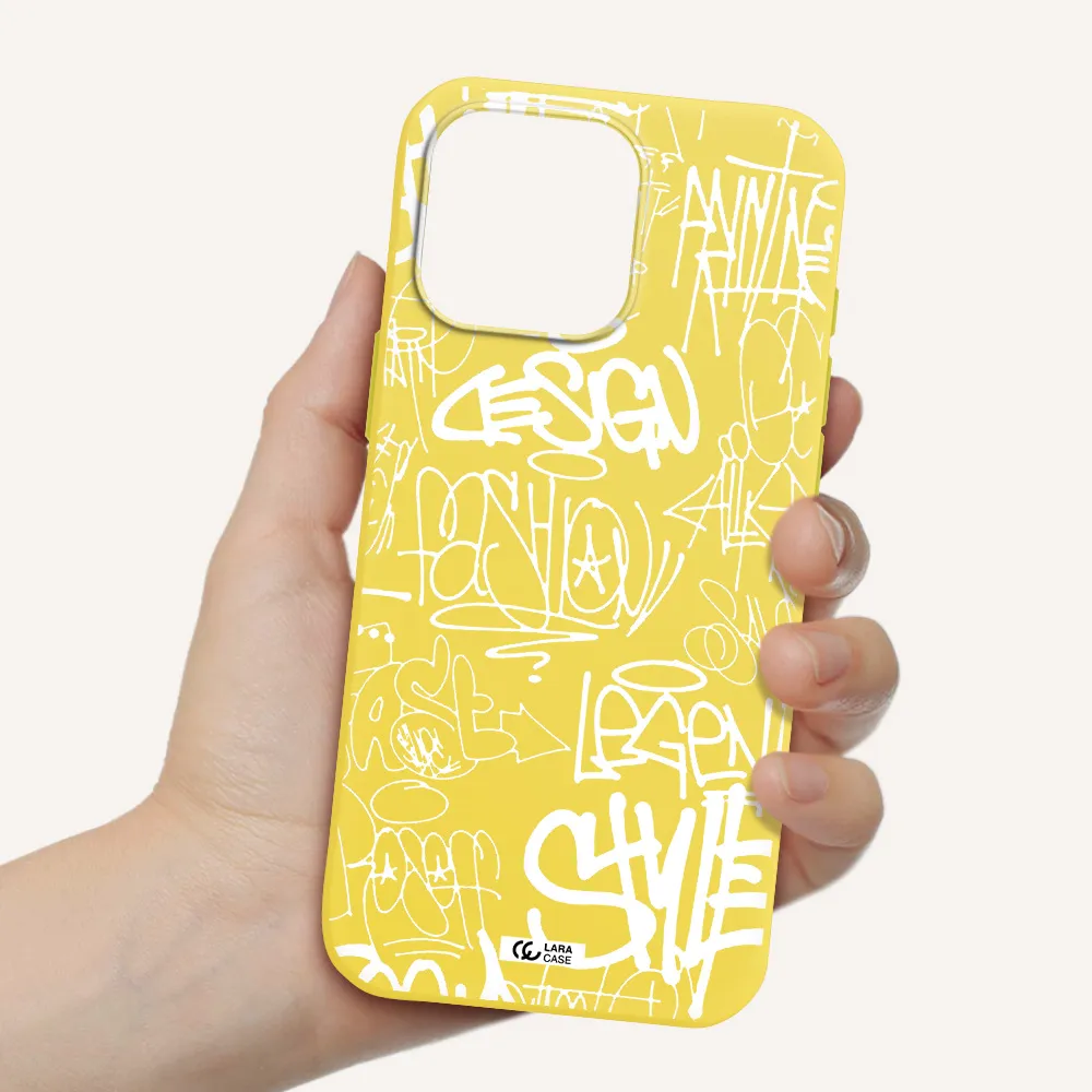 A White Background With Black And White Clouds Apple Iphone 16 Pro Max Silicone Canary Yellow Case