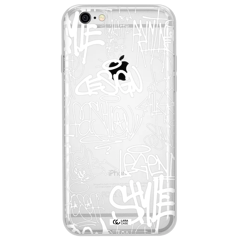 a white background with black and white clouds Apple iPhone 6 Clear TPU Case