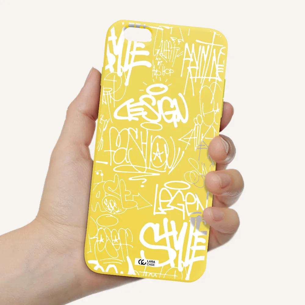 a white background with black and white clouds Apple iPhone 6 plus Silicone canary yellow Case