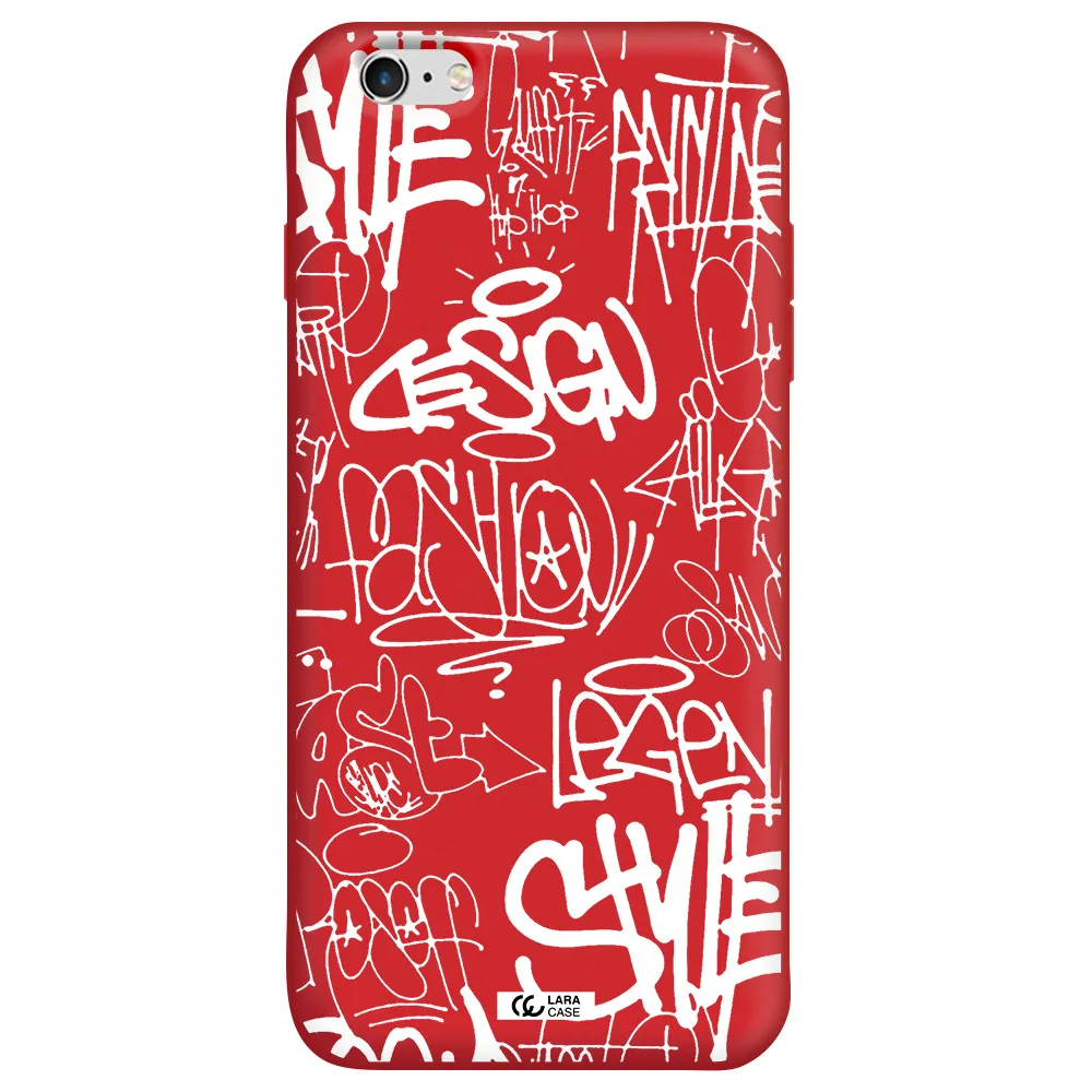 a white background with black and white clouds Apple iPhone 6 plus Silicone Imperial Red Case